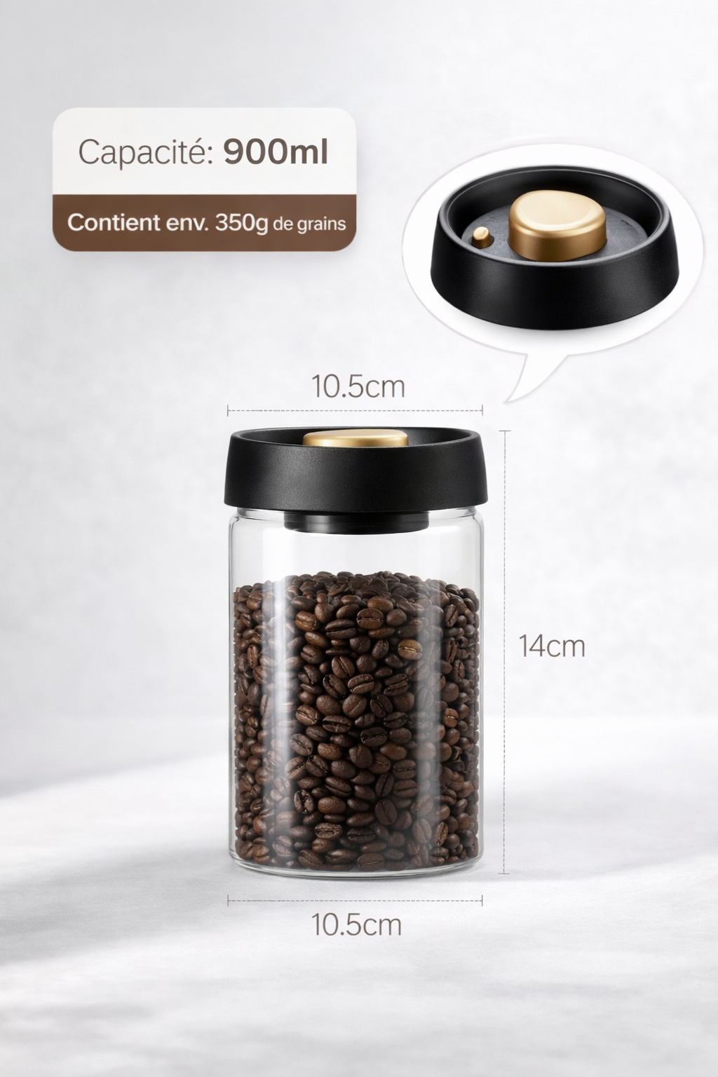 Bocal Sous Vide pour Grains de Café – Boîte Hermétique en Verre Anti-Humidité