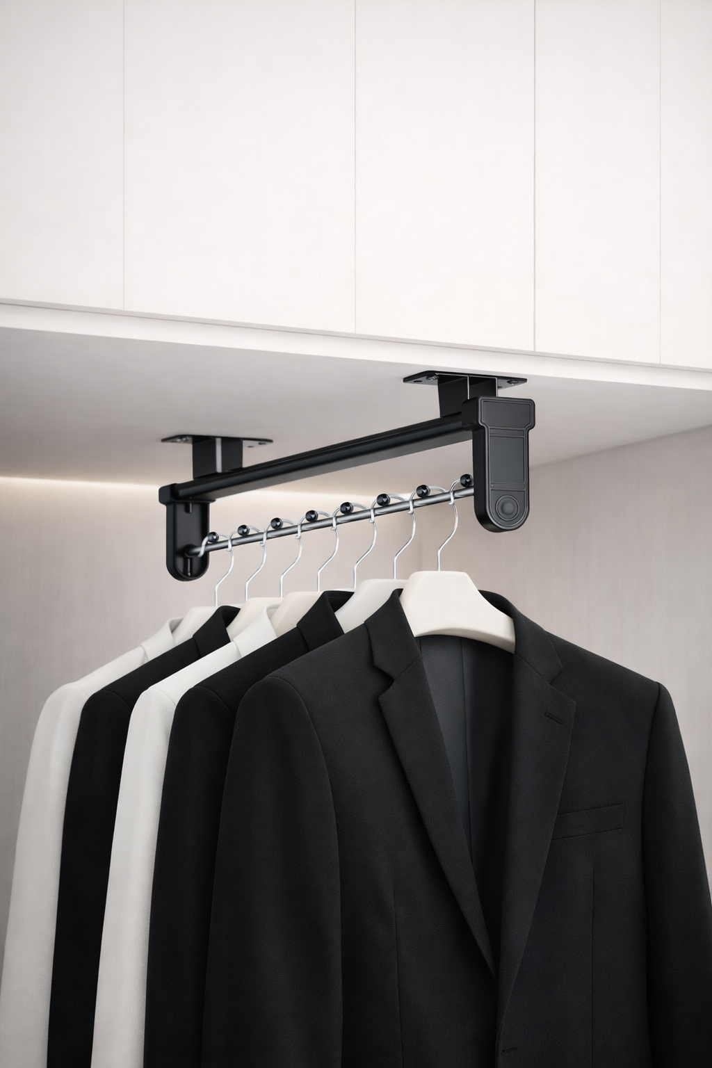 Barre de penderie coulissante pliable – gain de place pour dressing (sans vis)