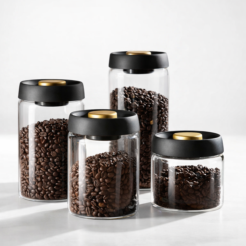 Bocal Sous Vide pour Grains de Café – Boîte Hermétique en Verre Anti-Humidité