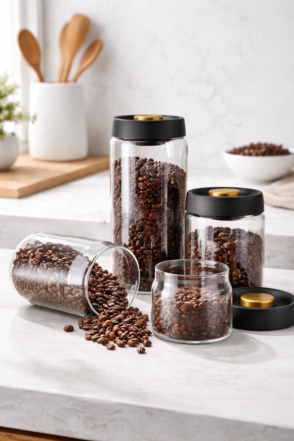 Bocal Sous Vide pour Grains de Café – Boîte Hermétique en Verre Anti-Humidité