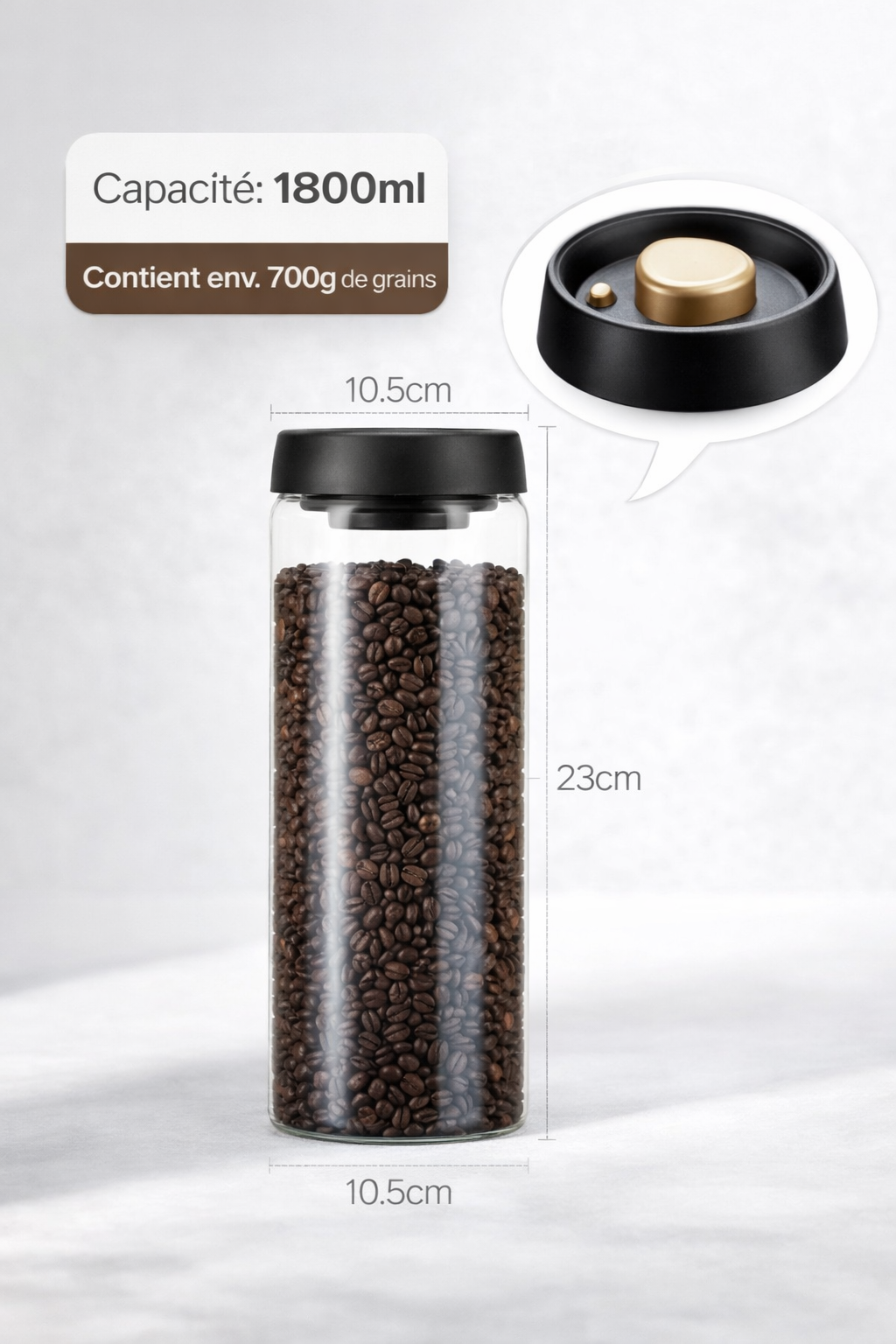 Bocal Sous Vide pour Grains de Café – Boîte Hermétique en Verre Anti-Humidité