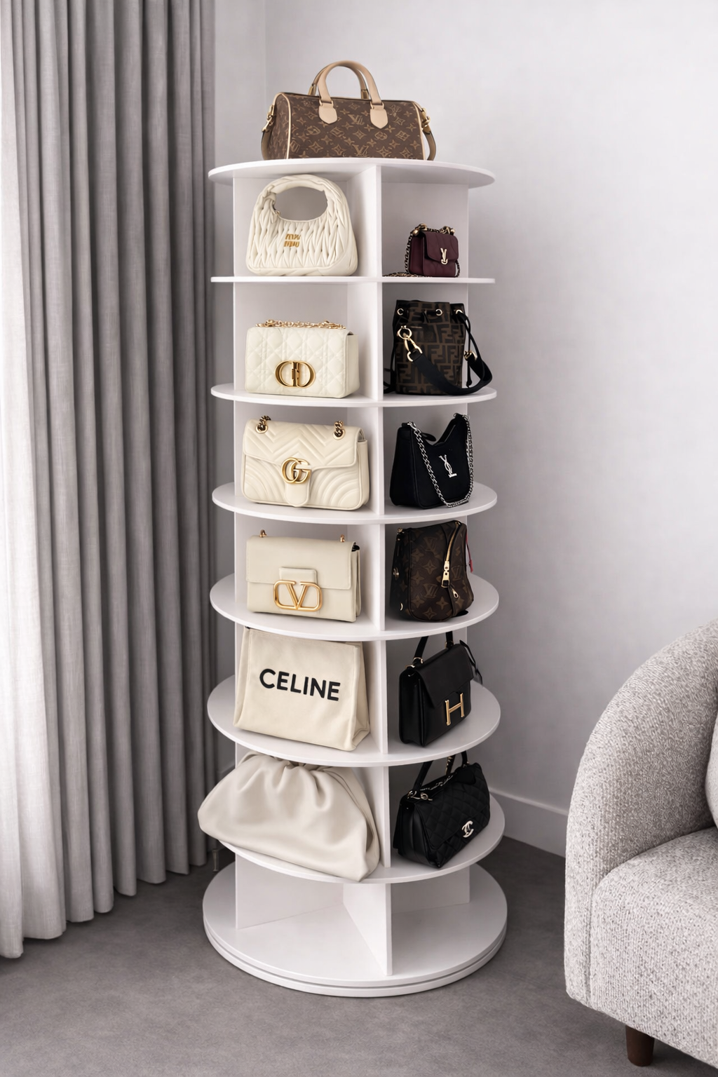 Tour Rotative 360° pour Chaussures – Rangement Vertical